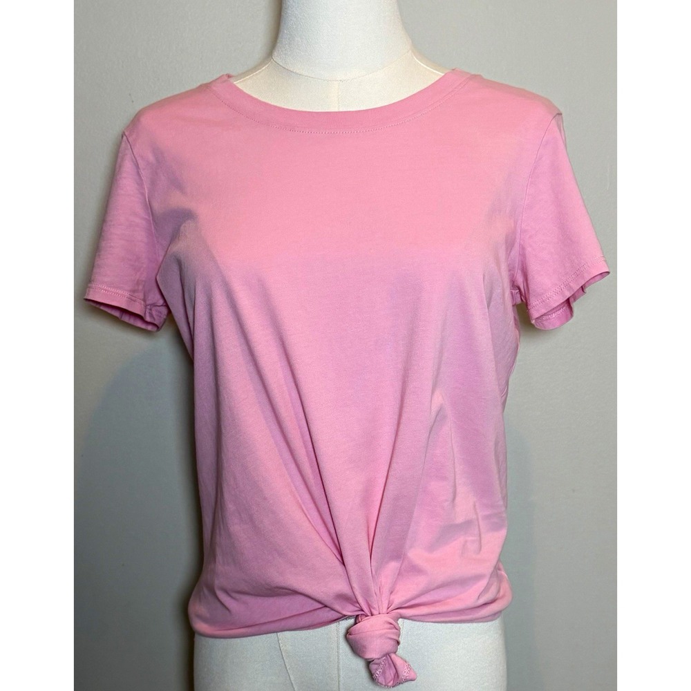 Madewell Pink Knot Front Crew Neck Short Sleeve Cotton T-Shirt Women XS Perfect